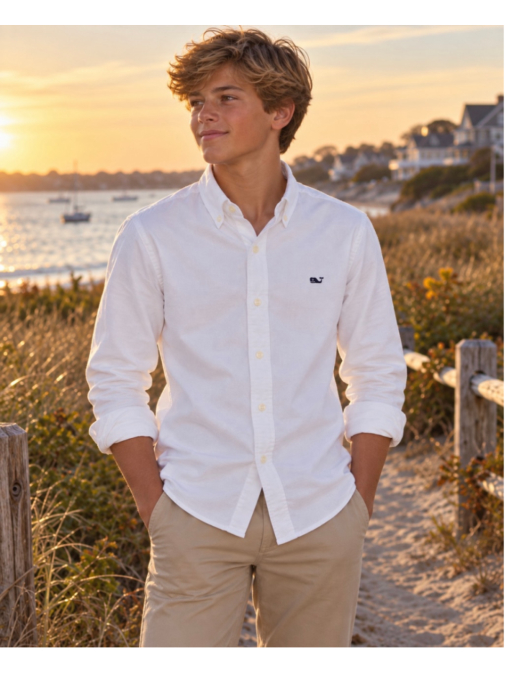 Vineyard Vines Youth Boys Whale Shirt White Oxford Button Down Size L 16 Preppy
